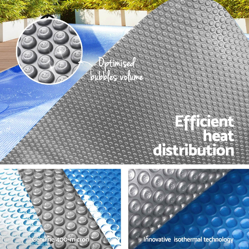 Aqua Buddy 11x6.2m Pool Cover 400 Micron Silver Solar Blanket with 6.55m Roller