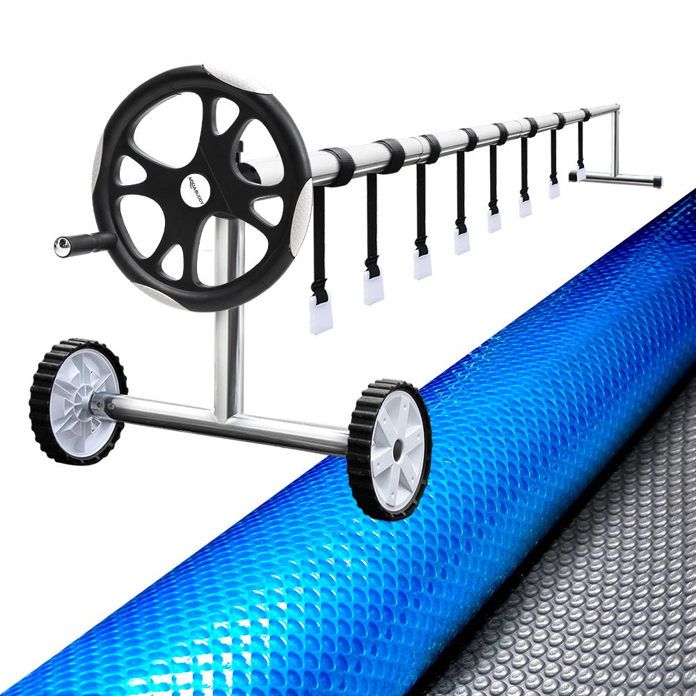 Aquabuddy Solar Pool Cover 6.5x3m 400 Micron Silver with Roller