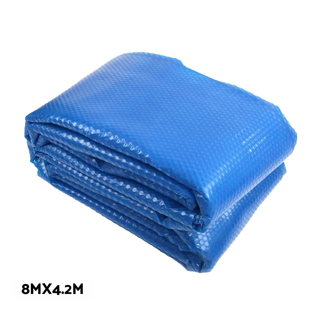 Aquabuddy 8x4.2m Pool Cover 500 Micron Solar Blanket with 5.5m Roller Blue