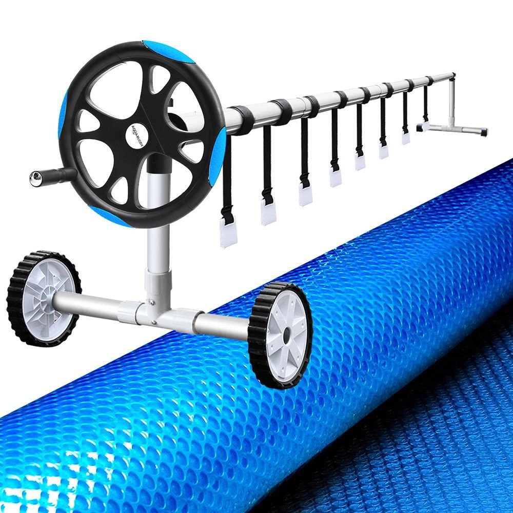 Aquabuddy Pool Cover 500 Micron 8x4.2m Solar Blanket 5.5m Roller Blue