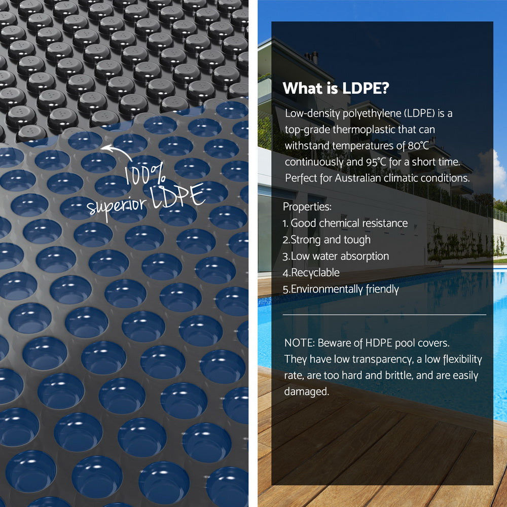 Aqua Buddy Pool Cover 600 Micron 8.5x4.2m w/ Blue Roller 5.55m Black Solar Blanket