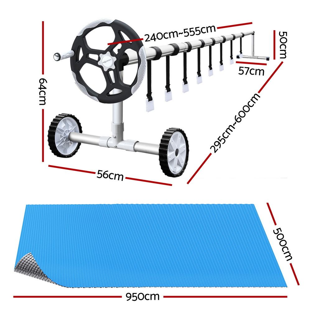 Aquabuddy 500 Micron Solar Pool Cover 9.5x5m with Pool Roller