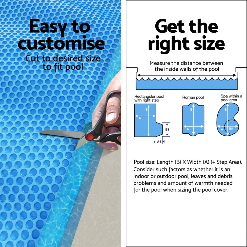 Aqua Buddy 9.5x5m Pool Cover 600 Micron Solar Blanket Blue