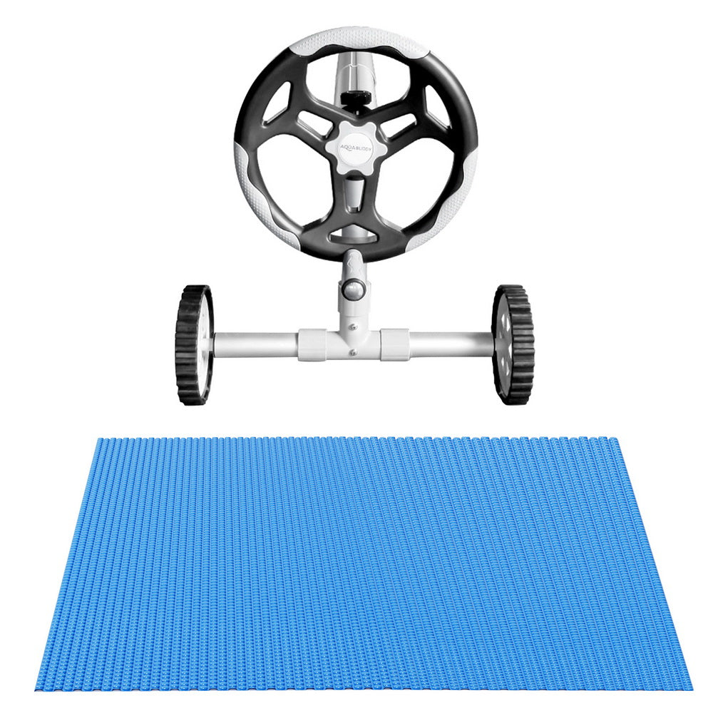Aqua Buddy 9.5x5m Solar Pool Cover 600 Micron Blue with 5.55m Roller