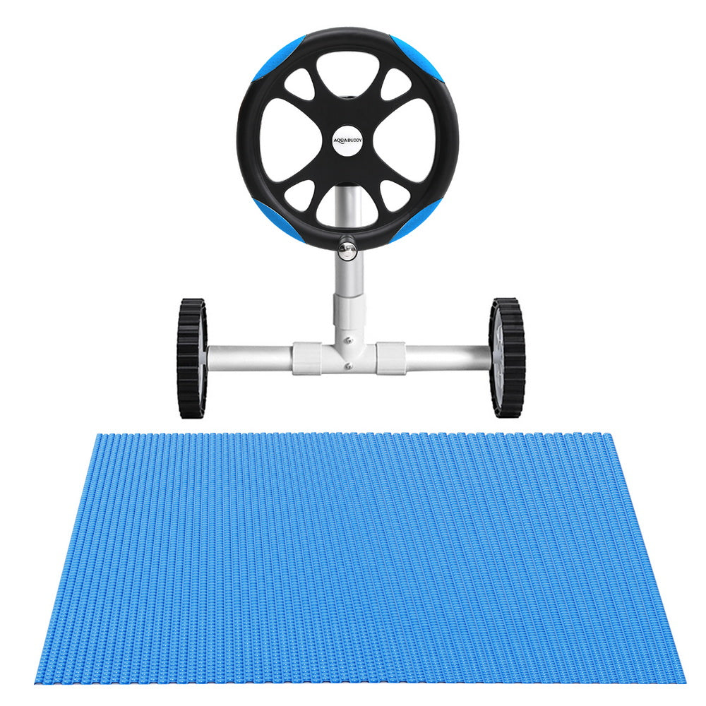 Aqua Buddy 9.5x5m Solar Pool Cover 600 Micron Blanket & 5.55m Roller Blue