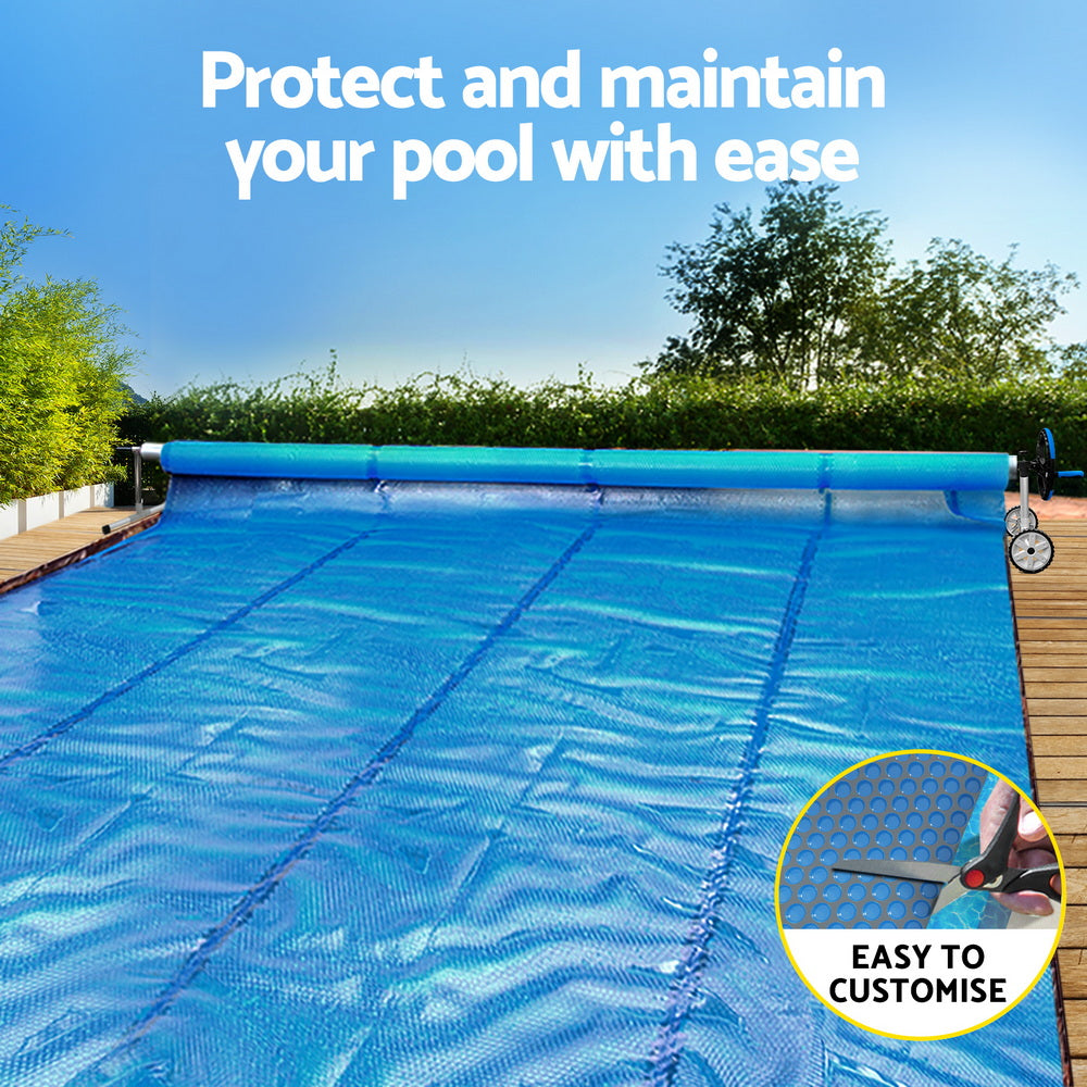 Aqua Buddy 9.5x5m Solar Pool Cover 600 Micron Blanket & 5.55m Roller Blue