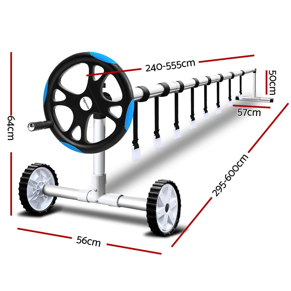 Aquabuddy 5.5m Pool Cover Roller Adjustable Solar Blanket Reel Blue