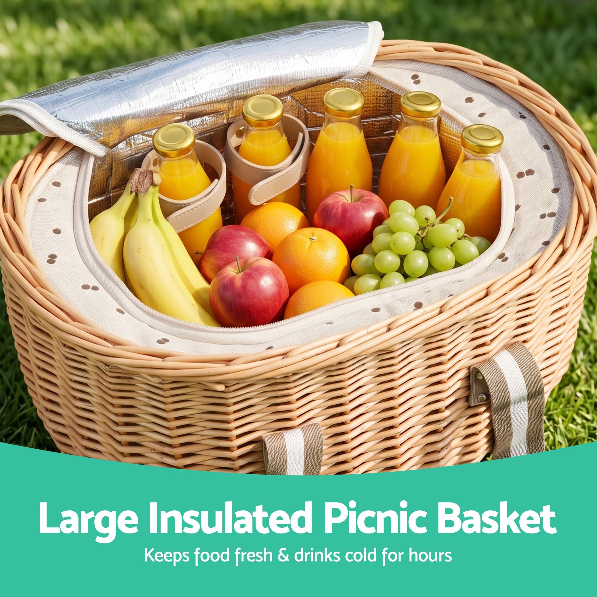 Alfresco 2 Person Insulated Picnic Basket Set with Foldable Wood Table
