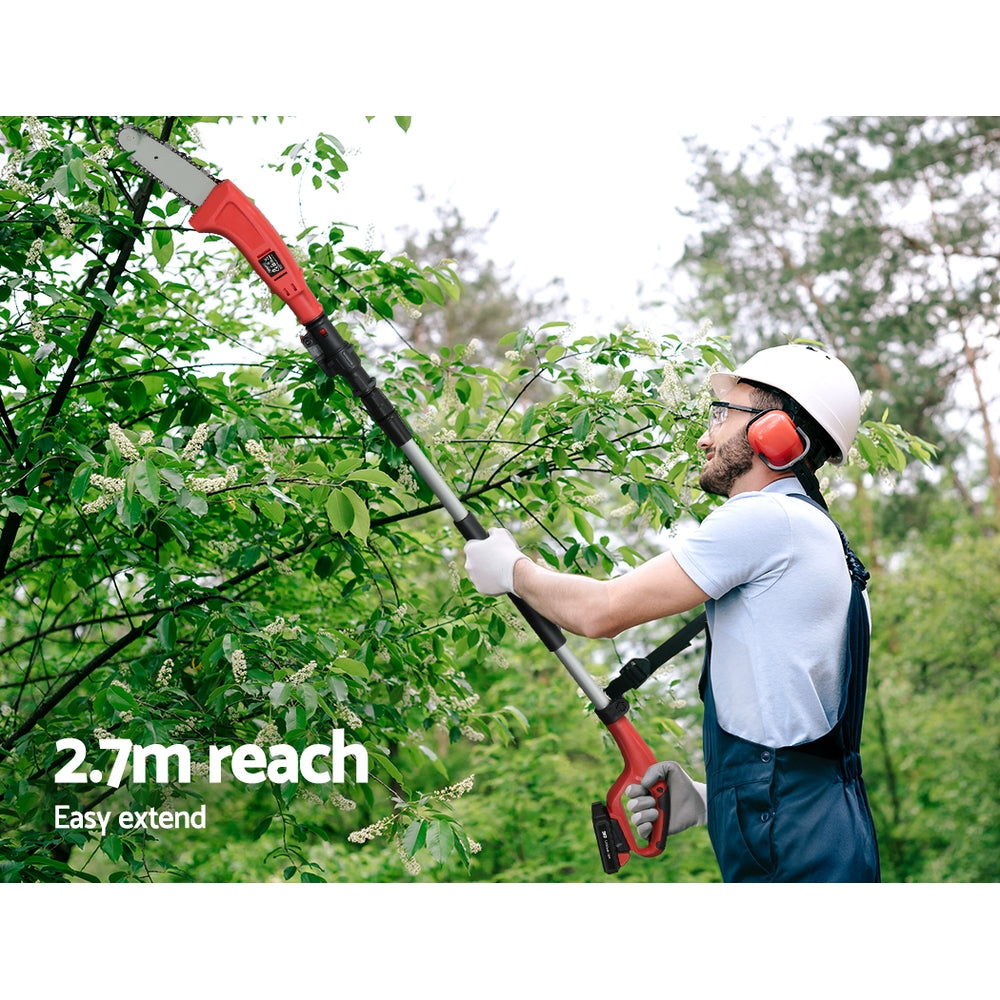 Giantz 20V Cordless Pole Chainsaw 8" Pruner 2.7m Reach