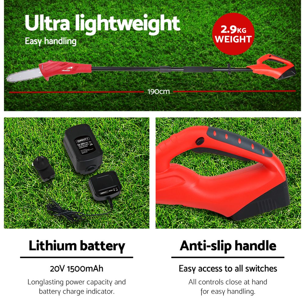 Giantz 8in Cordless Chainsaw Trimmer 20V Battery 2.7m Reach
