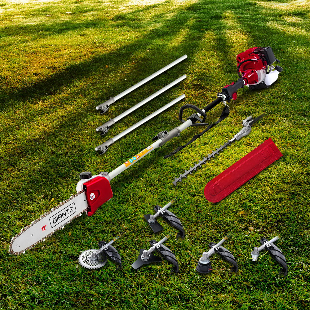 Giantz 40CC 4-Stroke 7-in-1 Pole Chainsaw Hedge Trimmer Brush Cutter Whipper Snipper