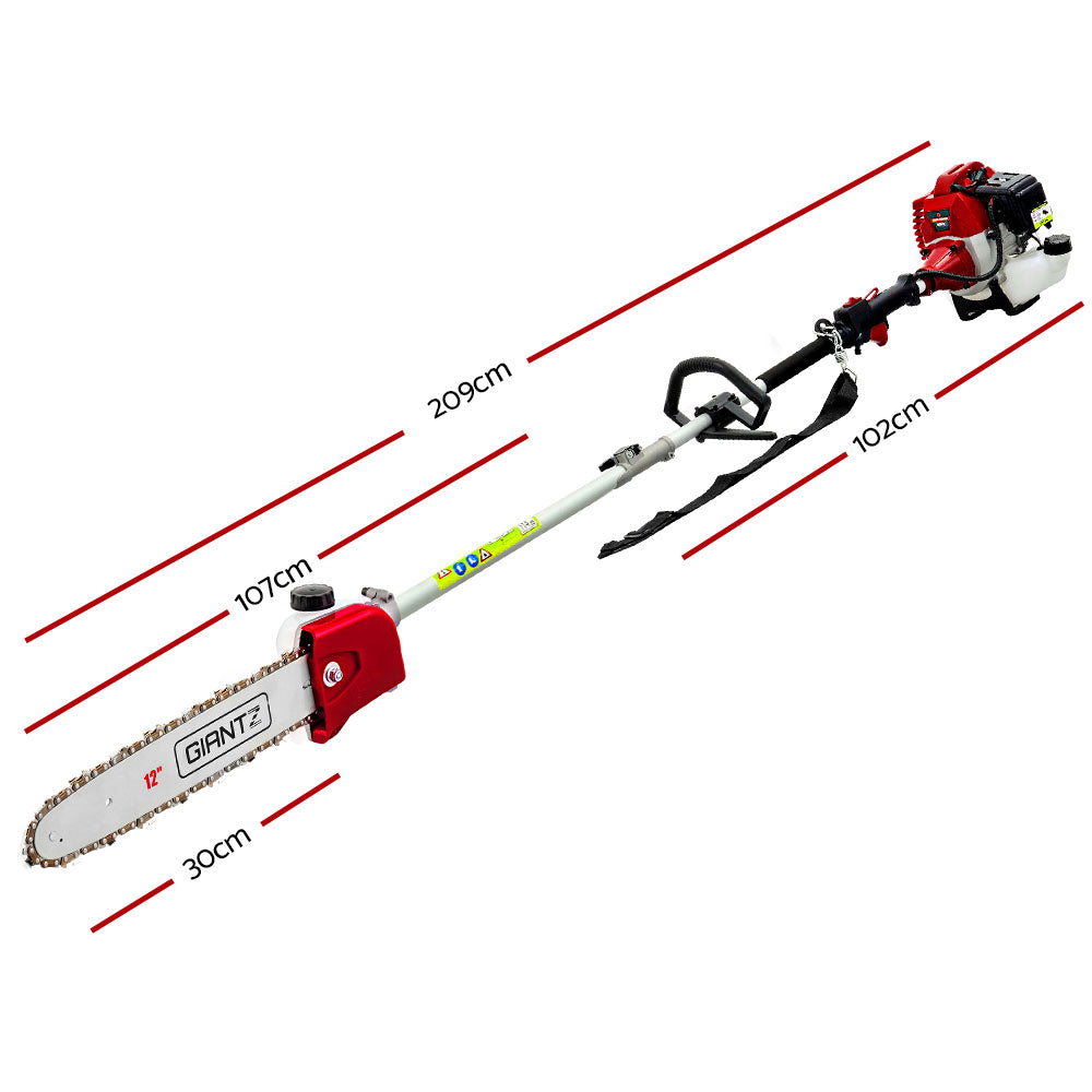 Giantz 62CC 9-in-1 Multi-Tool Pole Chainsaw Hedge Trimmer Brush Cutter Whipper Snipper