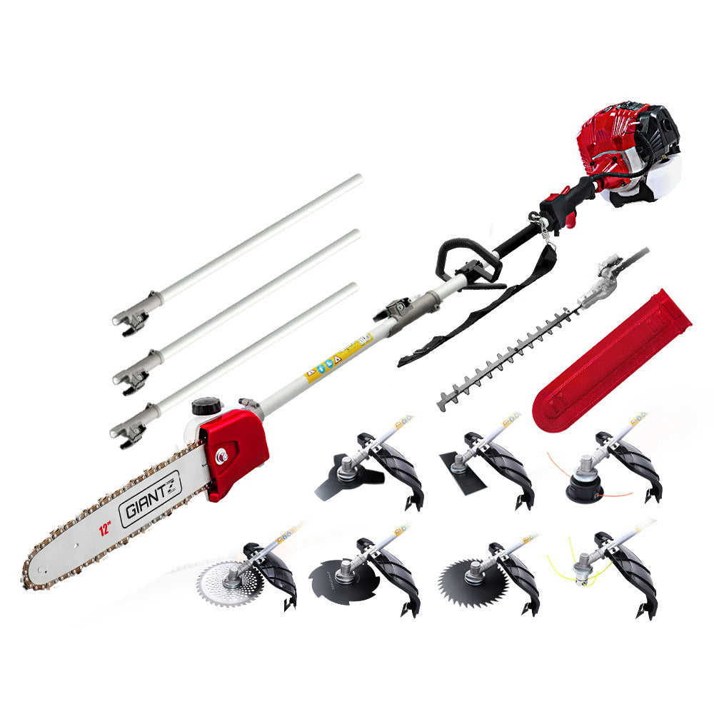 Giantz 65CC 9-in-1 Pole Chainsaw Hedge Trimmer Brush Cutter Whipper Snipper 4.3m Reach