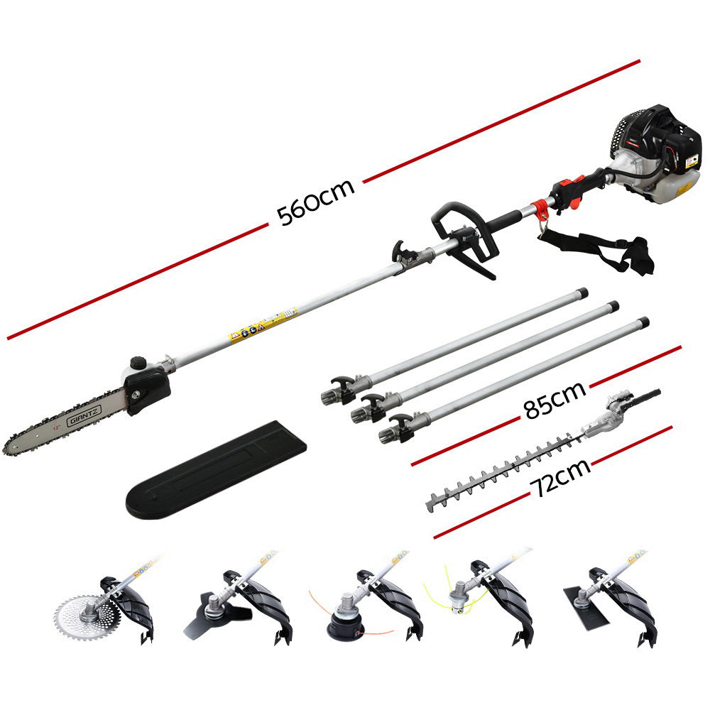 Giantz 65CC Pro-Series 7-in-1 Petrol Multi-Tool Chainsaw Brush Cutter Hedge Trimmer