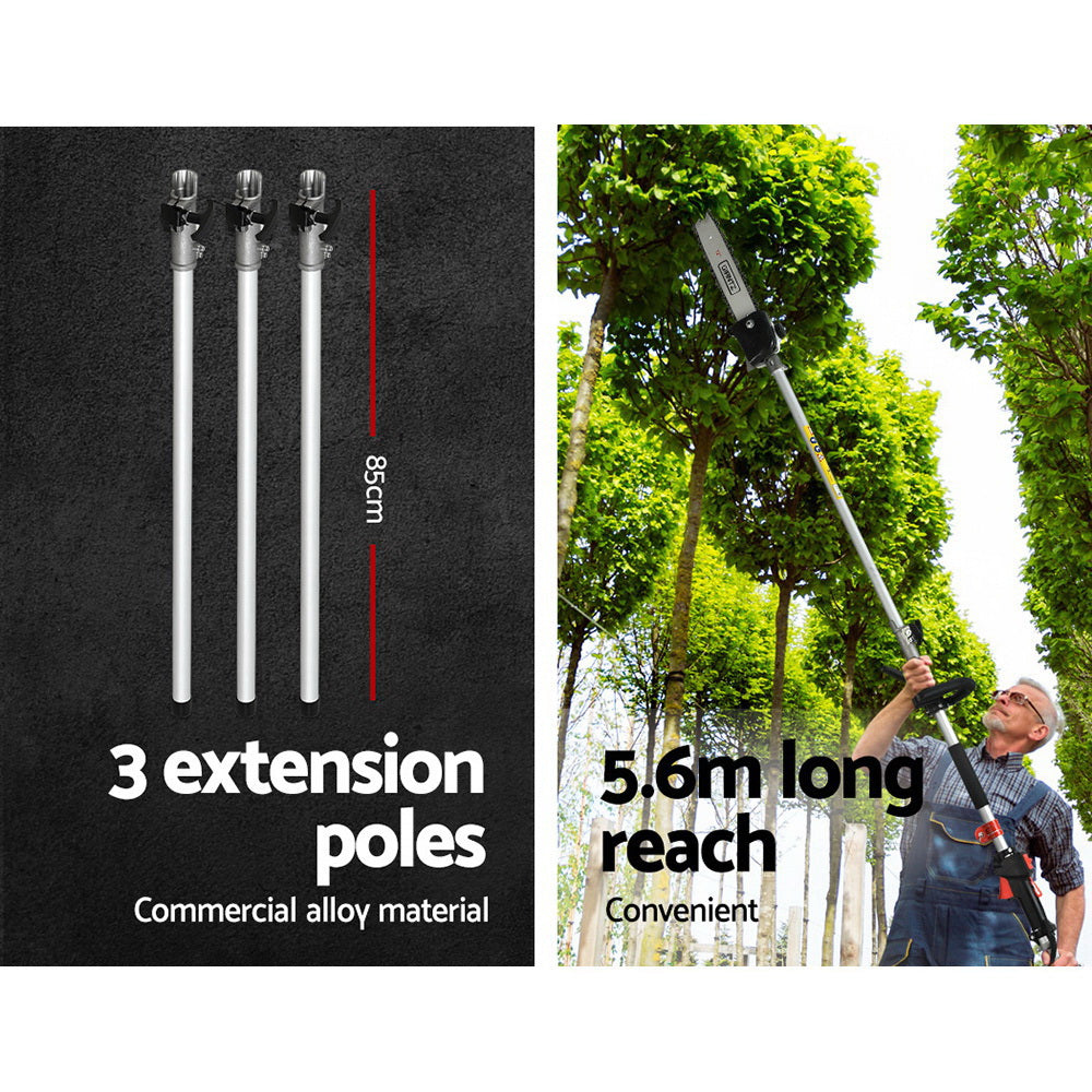 Giantz 62CC 2-in-1 Pole Chainsaw Hedge Trimmer 5.6m Reach