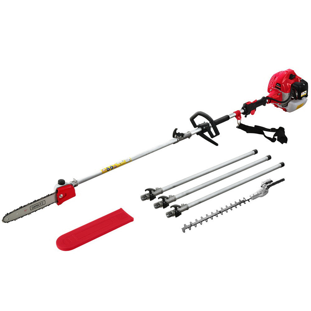 Giantz 62CC 2-in-1 Pole Chainsaw Hedge Trimmer 5.6m Reach Red