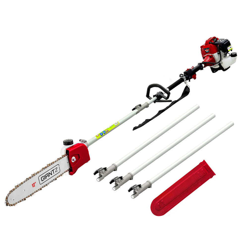 Giantz 62CC 4.3m Pole Chainsaw Petrol 12in Red