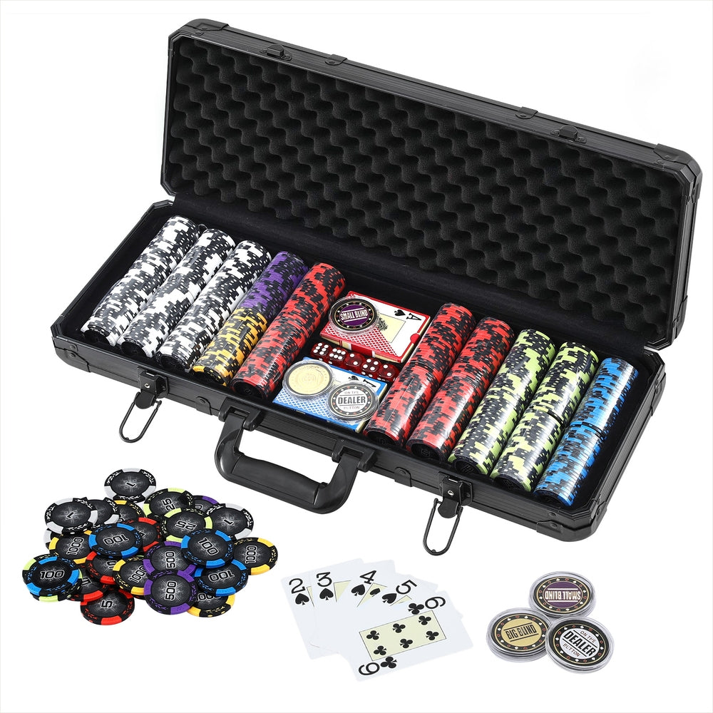 500PC Poker Chip Set 14g Casino Game Aluminium Case