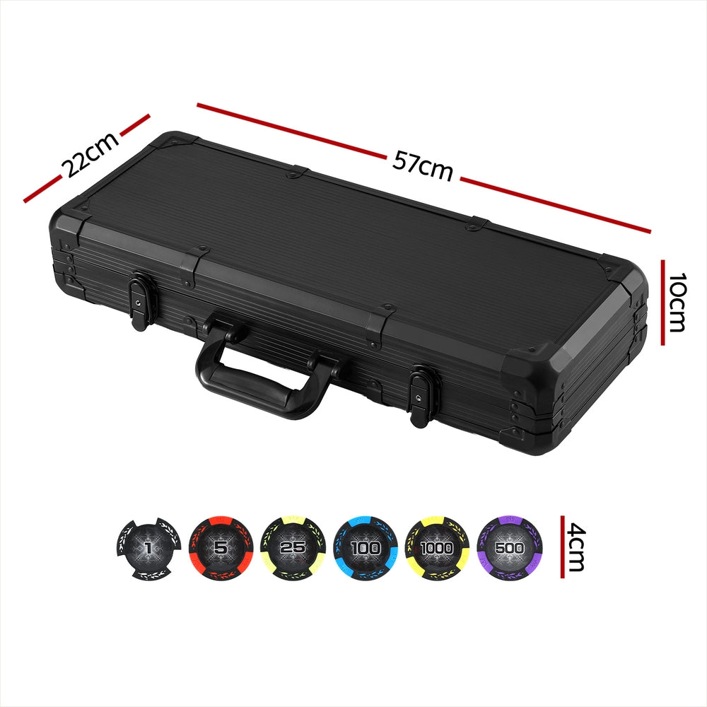 500PC Poker Chip Set 14g Casino Game Aluminium Case