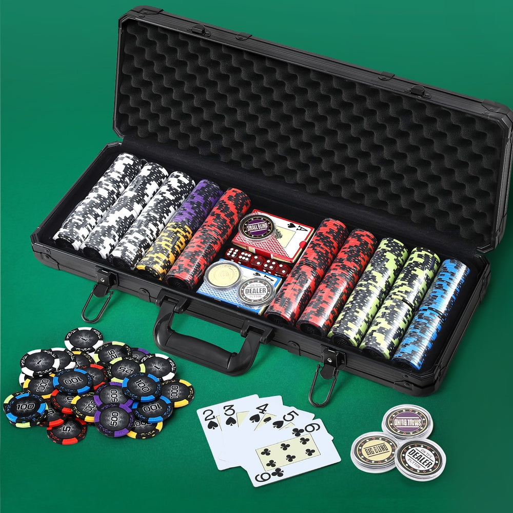 500PC Poker Chip Set 14g Casino Game Aluminium Case