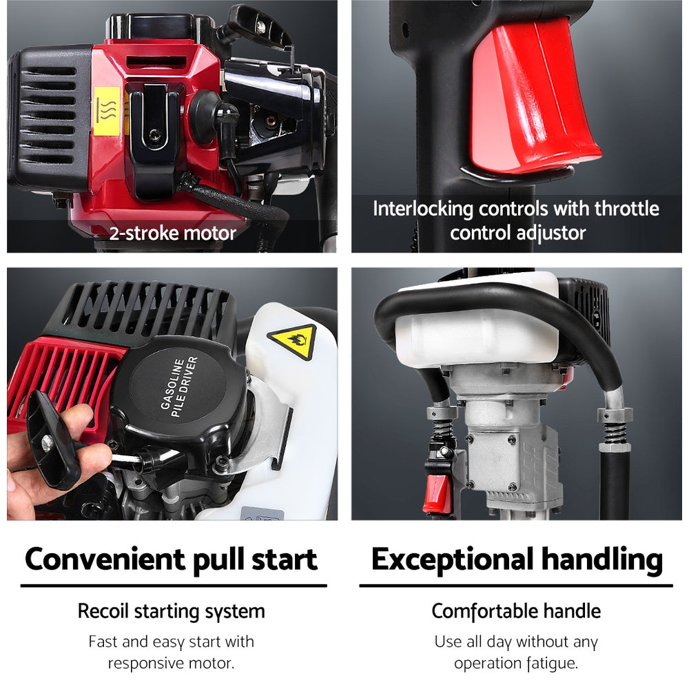 Giantz 55CC Petrol Post Driver 2-Stroke Rammer Red