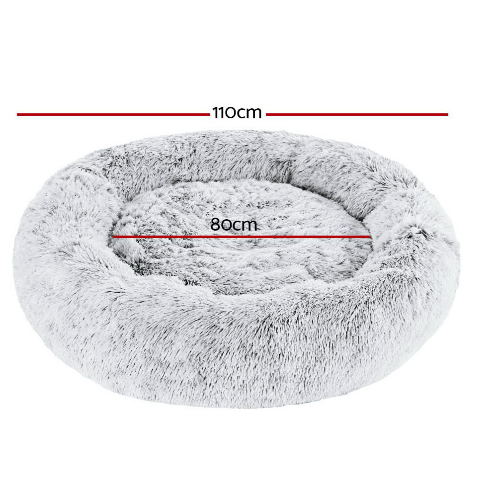 i.Pet Extra Large Pet Bed 110cm Calming Soft Plush Light Charcoal