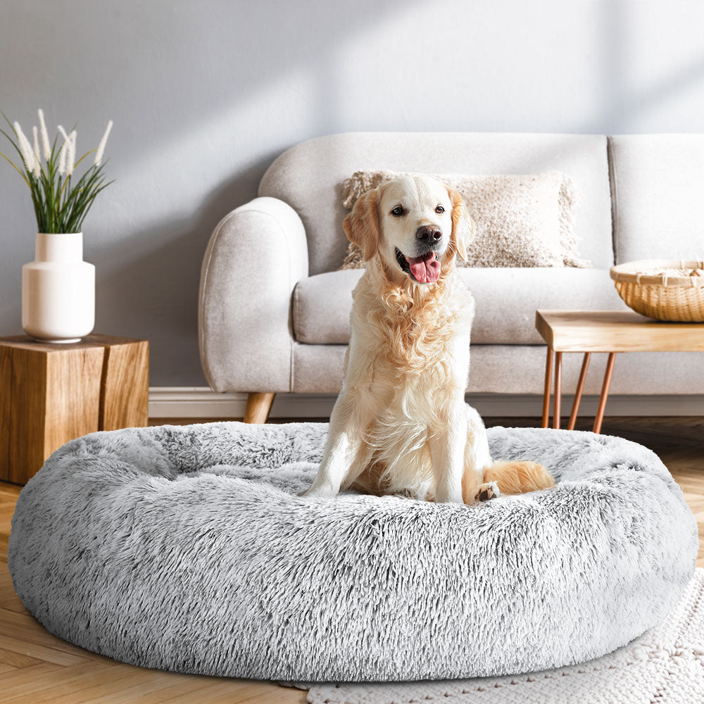 i.Pet Extra Large Pet Bed 110cm Calming Soft Plush Light Charcoal
