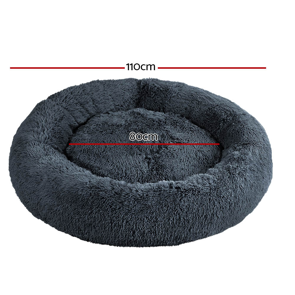i.Pet Extra Large Calming Pet Bed 110cm Dark Grey Plush
