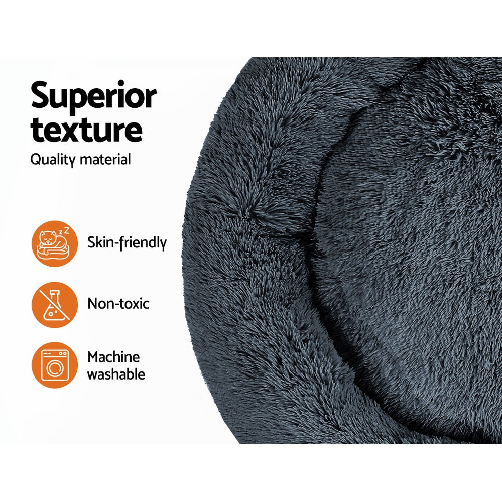 i.Pet Extra Large Calming Pet Bed 110cm Dark Grey Plush