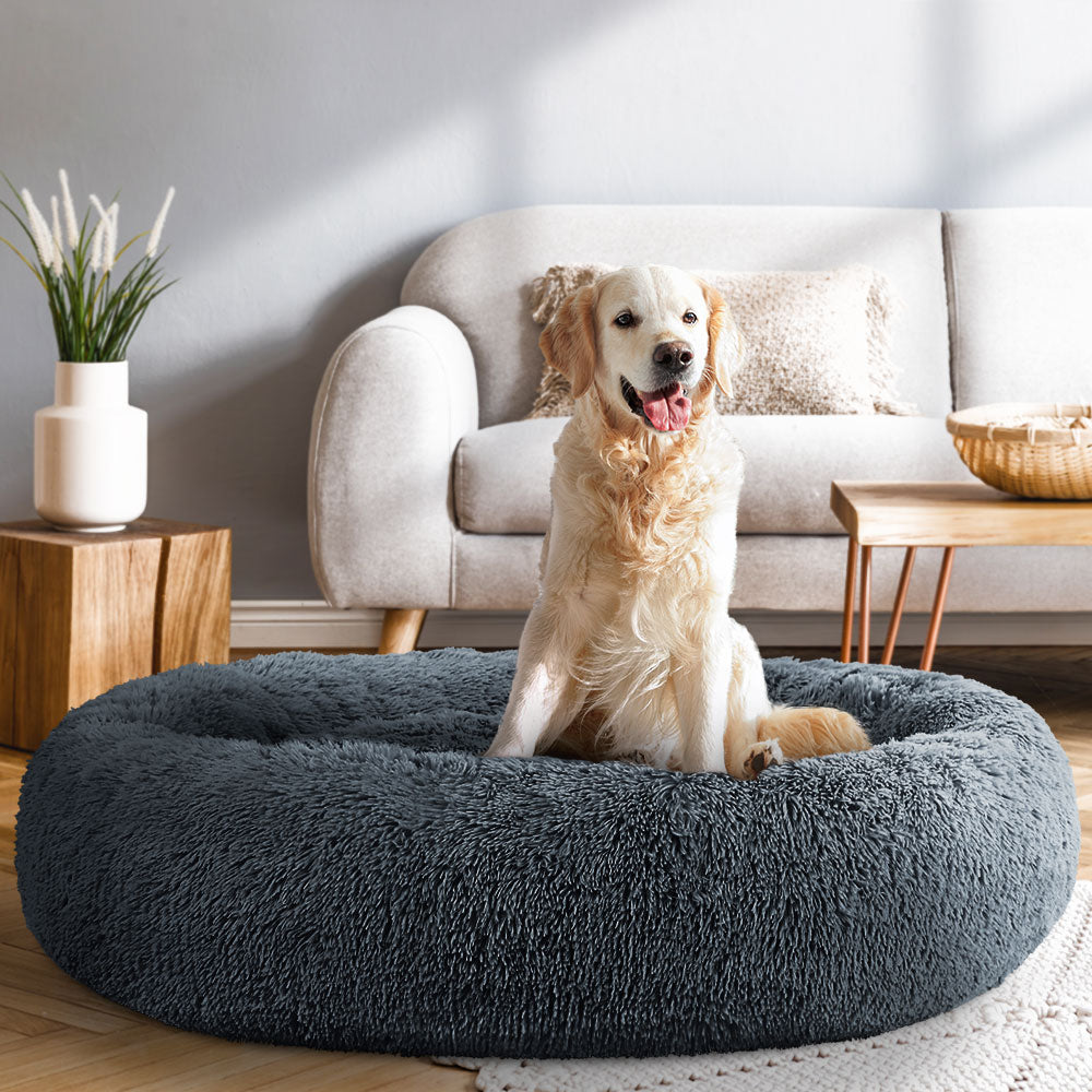 i.Pet Extra Large Calming Pet Bed 110cm Dark Grey Plush