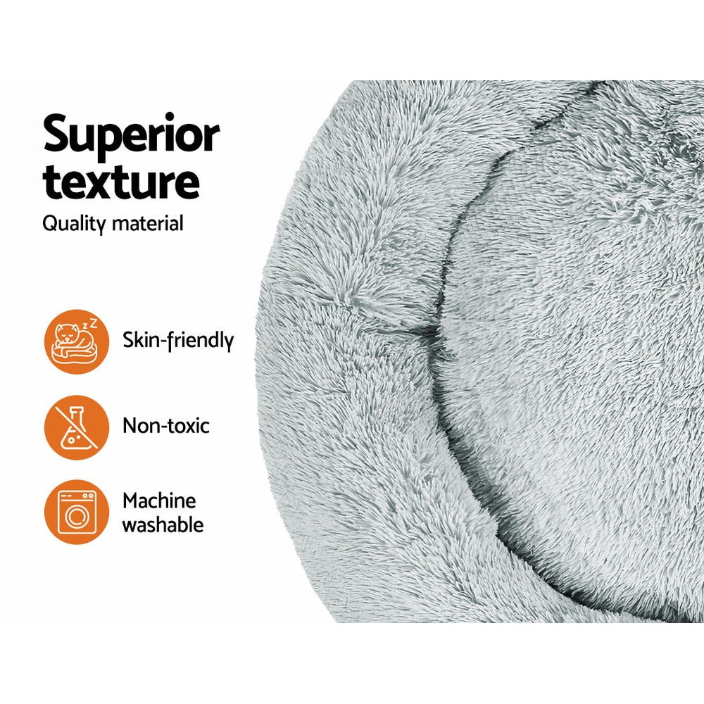 i.Pet Extra Large Calming Pet Bed 110cm Soft Plush Light Grey