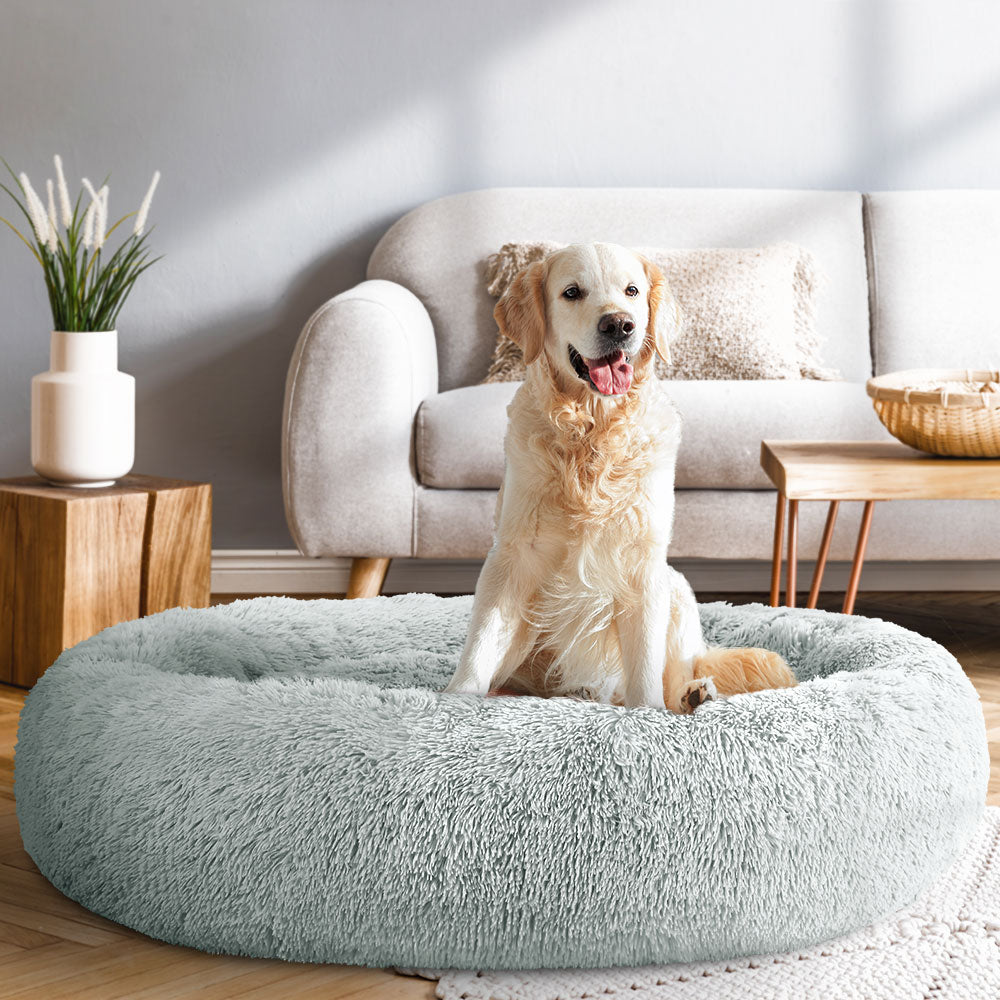i.Pet Extra Large Calming Pet Bed 110cm Soft Plush Light Grey