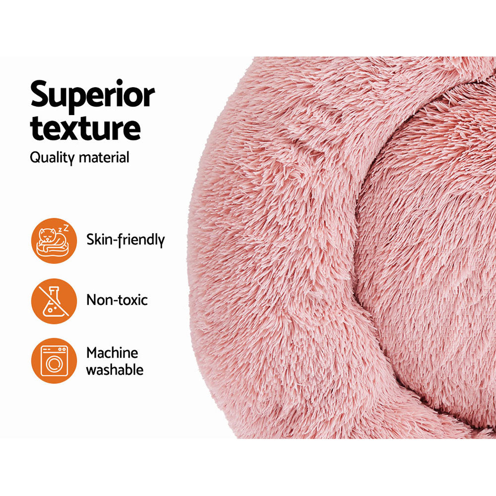 i.Pet Large Calming Pet Bed 90cm Soft Plush Pink