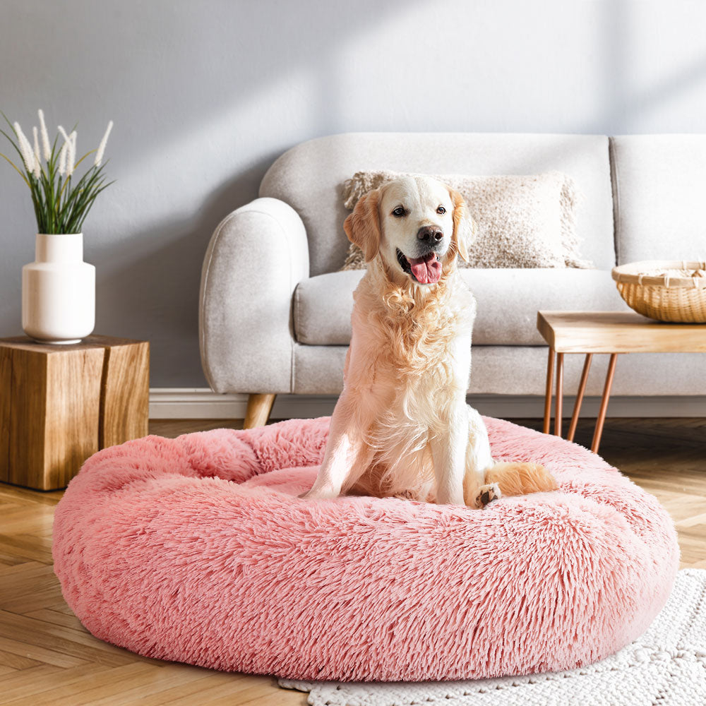 i.Pet Large Calming Pet Bed 90cm Soft Plush Pink