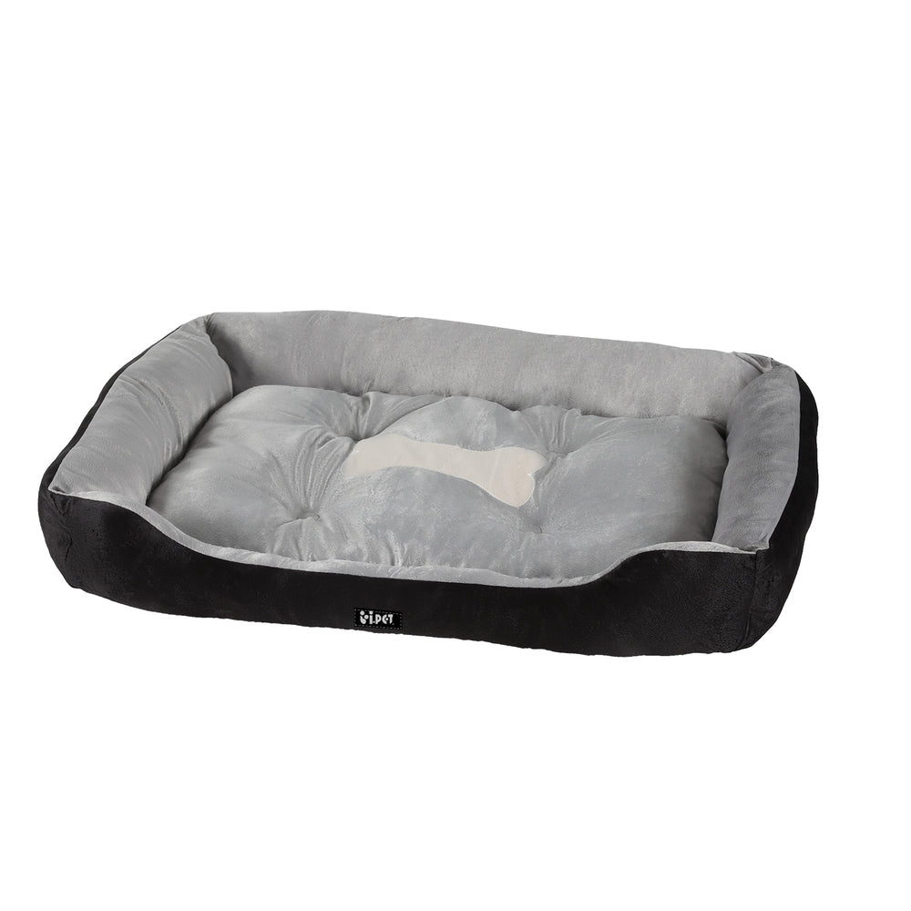 i.Pet Calming Pet Bed Plush Mat Cave Washable Black