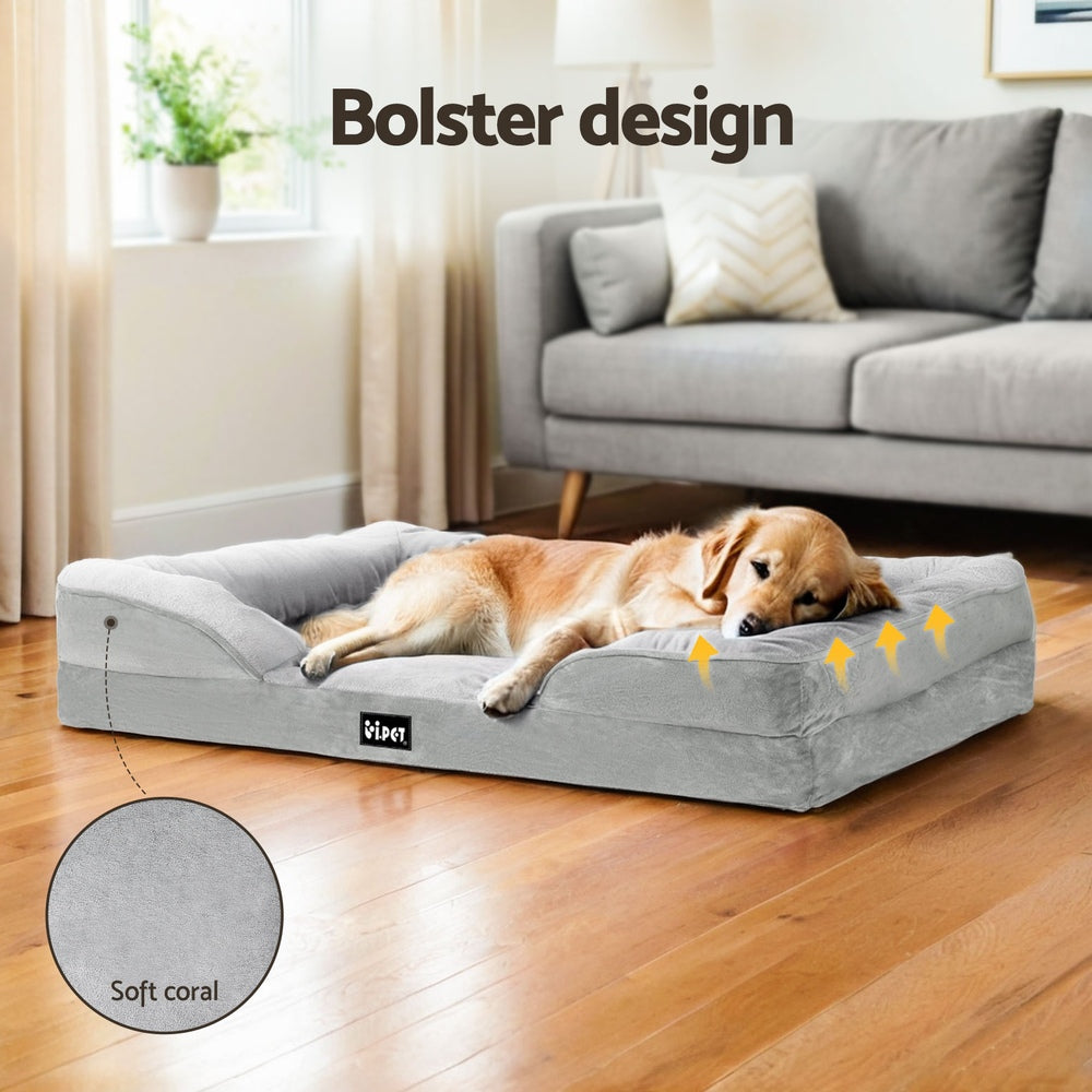 i.Pet Large Dog Bed Calming Cushion Egg Crate Grey
