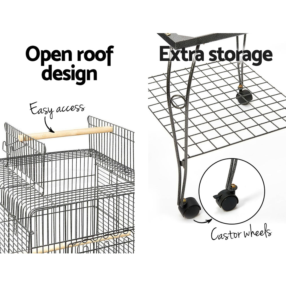 i.Pet 145cm Large Aviary Bird Cage Black Wrought Iron