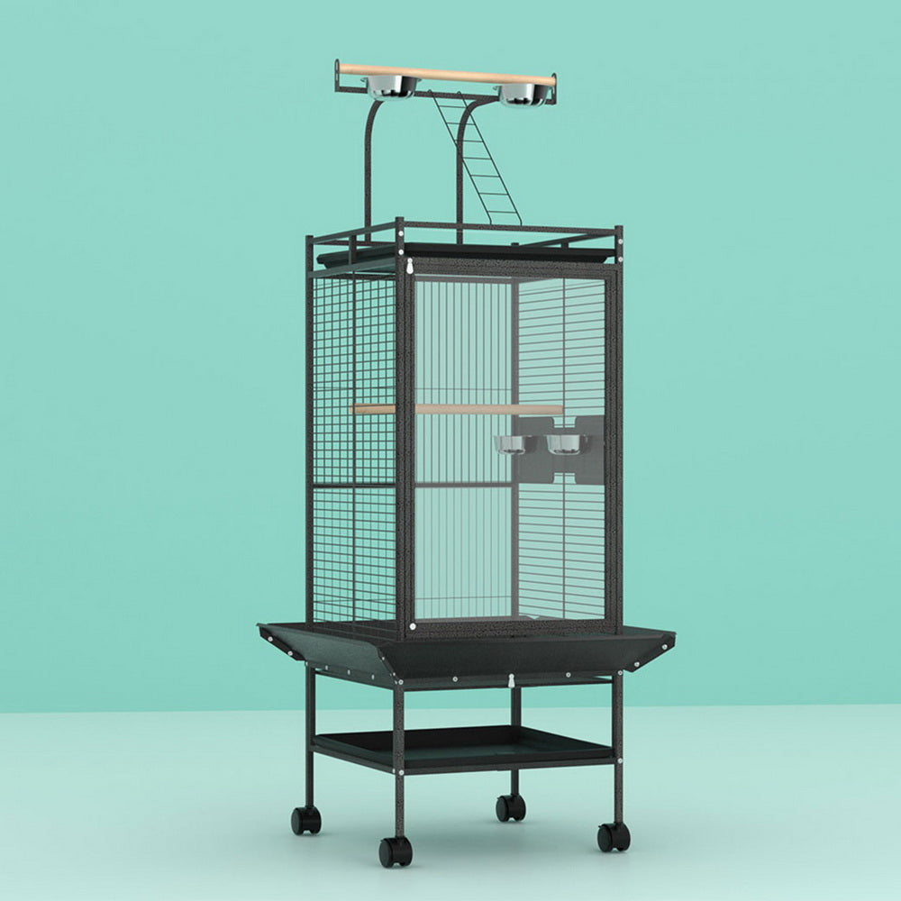 Durable Iron Bird Cage with Play Area & Wheels - i.Pet