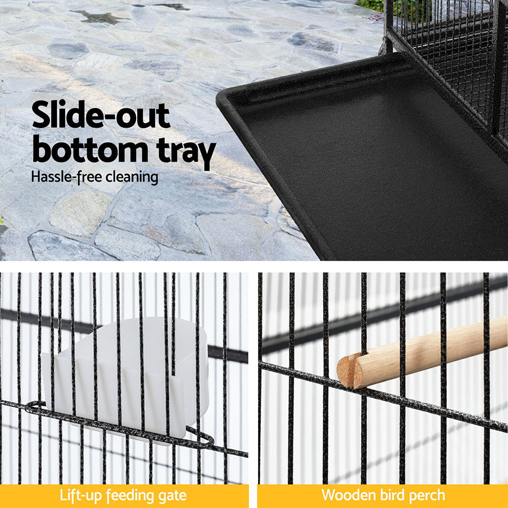 i.Pet Large Parrot Aviary 160cm Black Castor Wheels