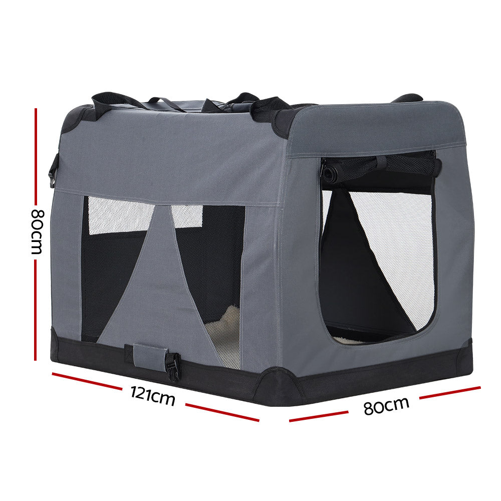 i.Pet 4XL Pet Carrier Soft Crate Foldable Travel Grey