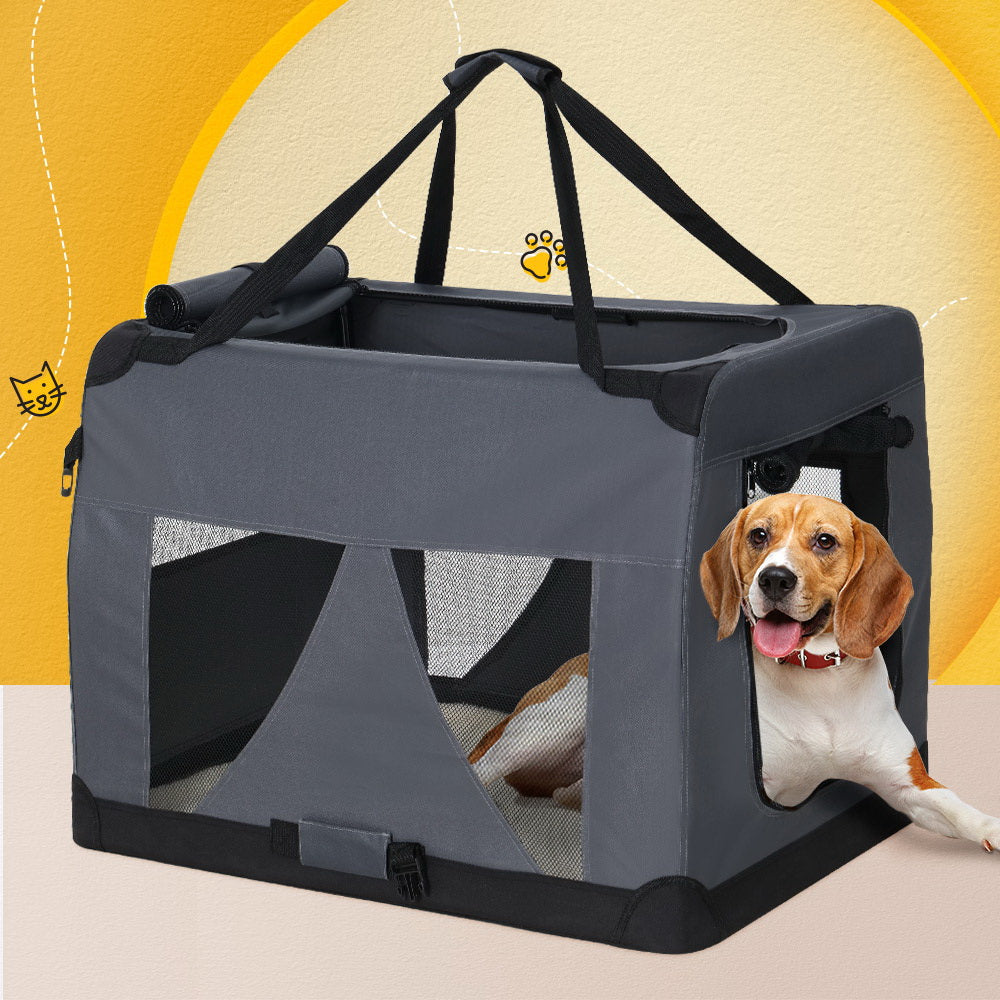 i.Pet 4XL Pet Carrier Soft Crate Foldable Travel Grey