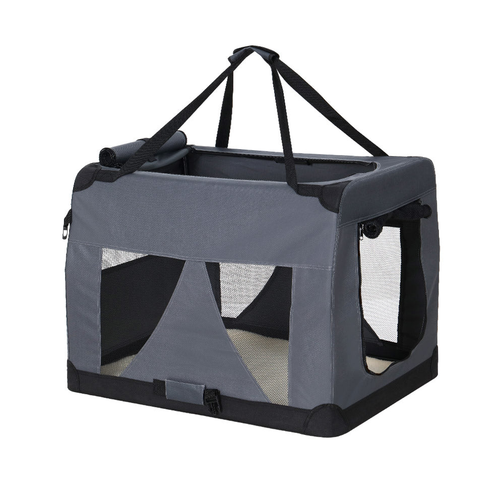 i.Pet Portable Pet Carrier Soft Crate 60x42cm Foldable Grey