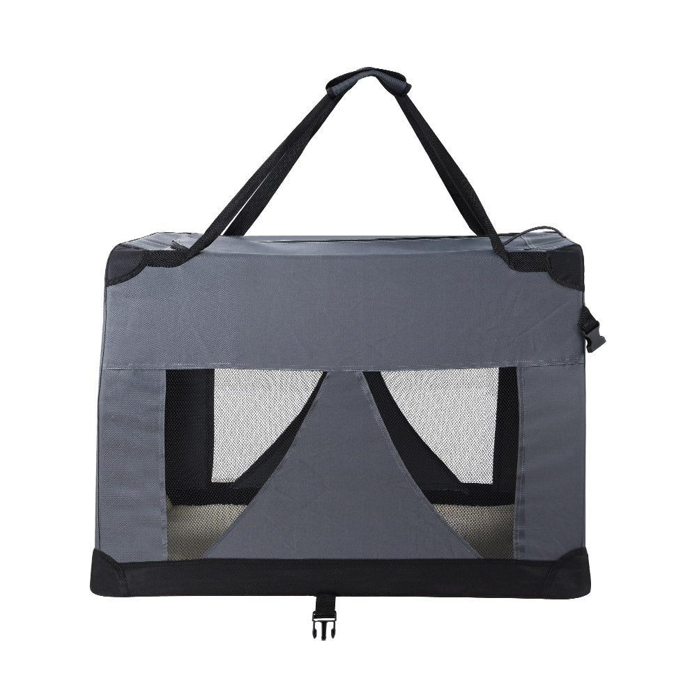i.Pet Portable Pet Carrier Soft Crate 60x42cm Foldable Grey