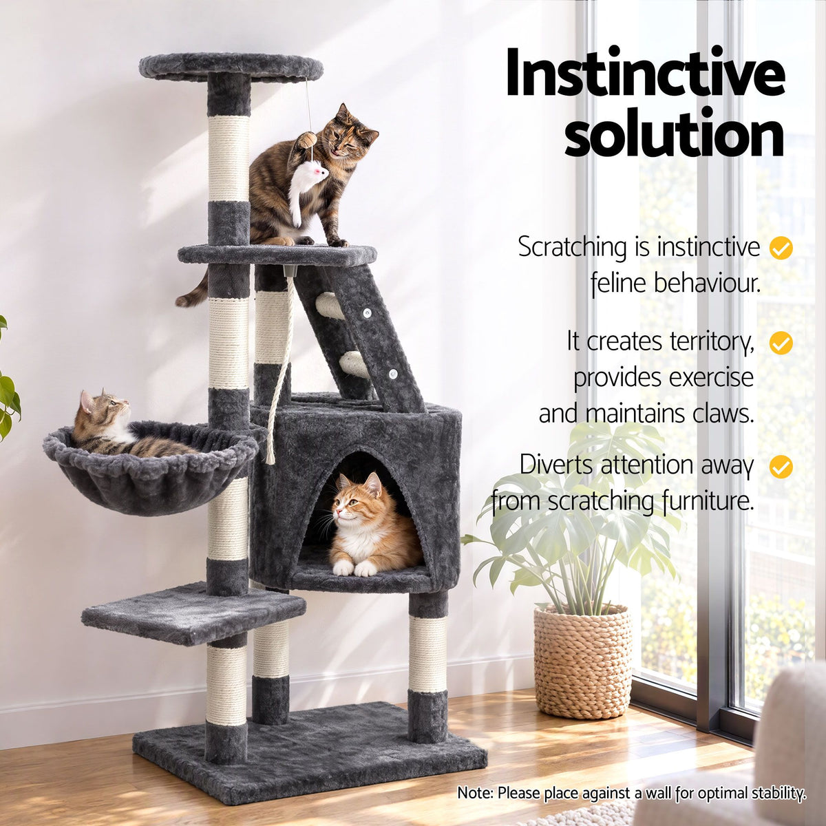 i.Pet Cat Tree 120cm Scratching Post with Condo and Ladder