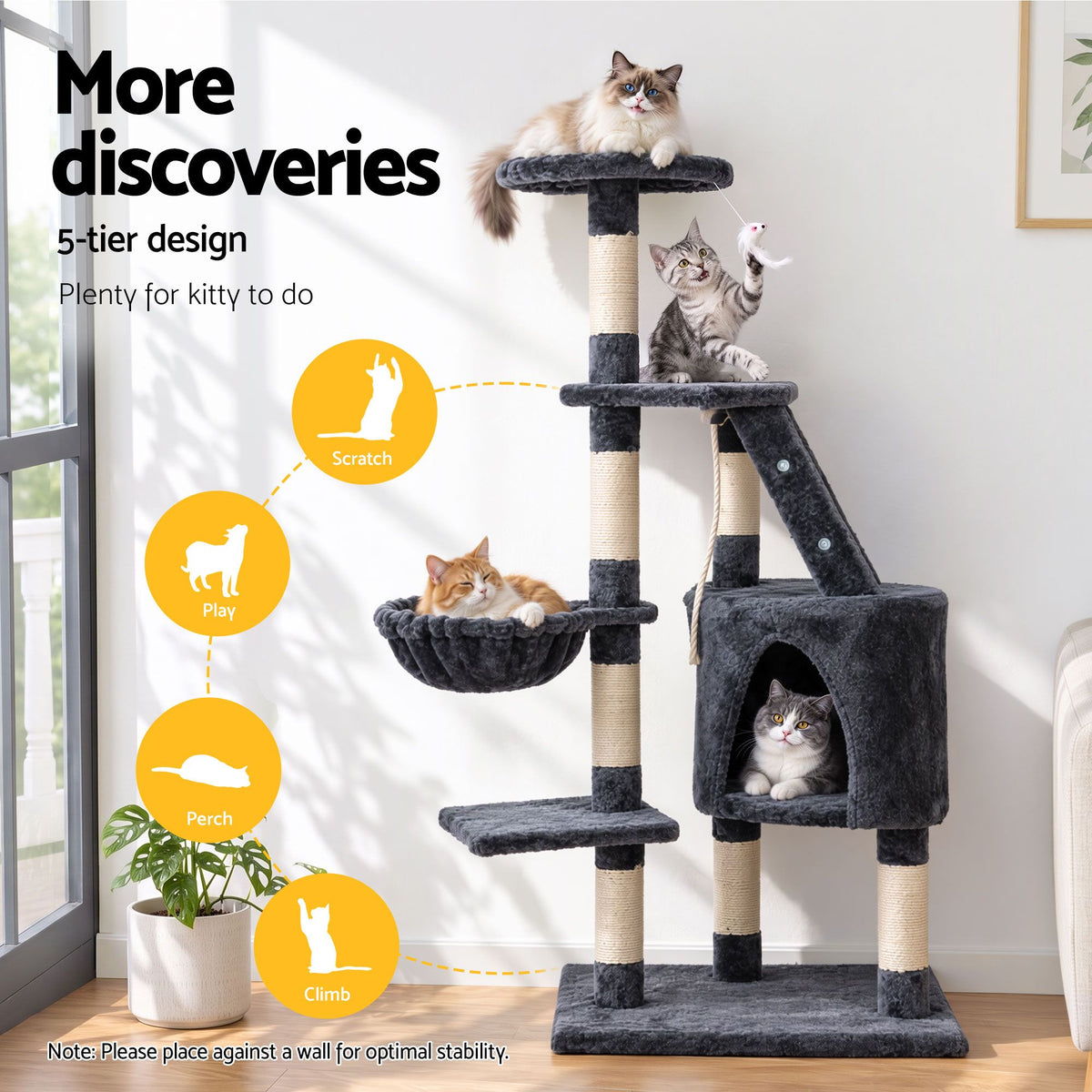 i.Pet Cat Tree 120cm Scratching Post with Condo and Ladder