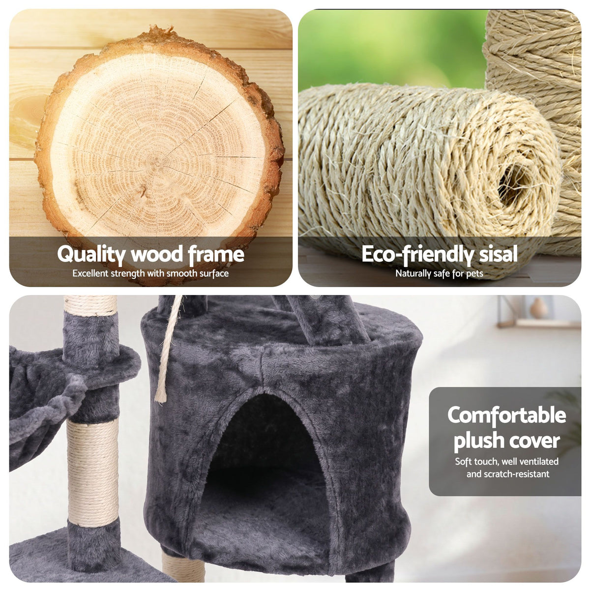 i.Pet Cat Tree 120cm Scratching Post with Condo and Ladder