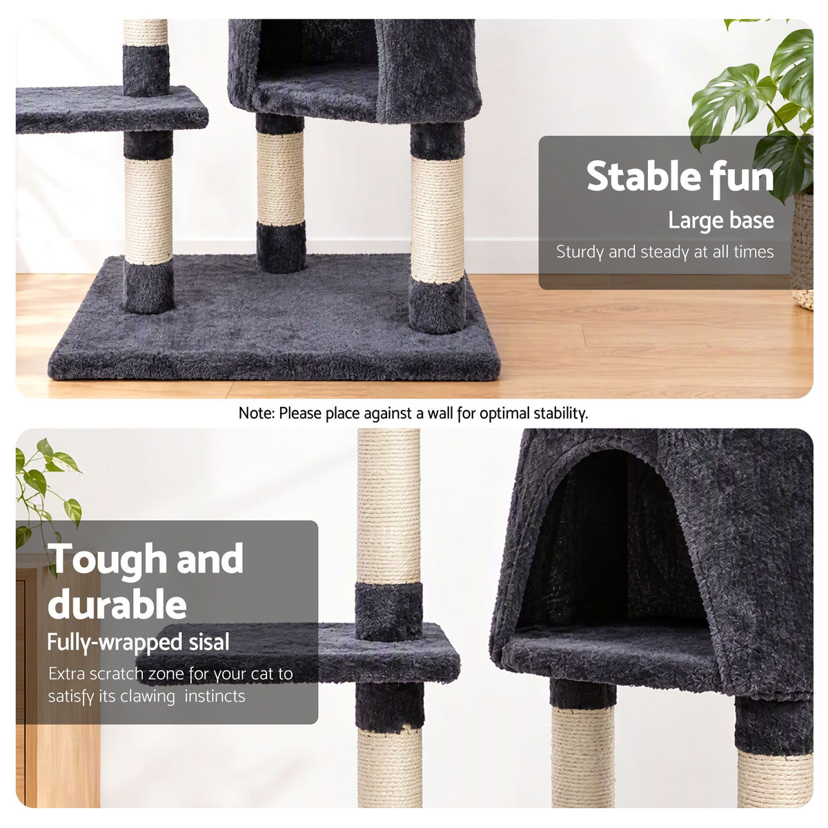 i.Pet Cat Tree 120cm Scratching Post with Condo and Ladder