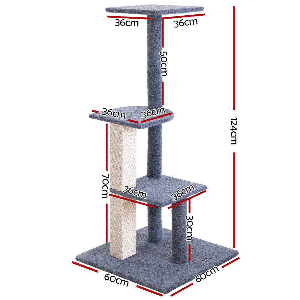 i.Pet 124cm Cat Tree Scratching Post Tower Wood Condo