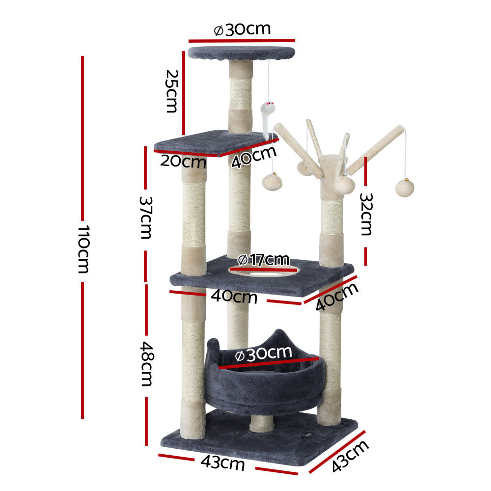 Myra 110cm Cat Tree Tower Scratching Post Wood Condo House Toys