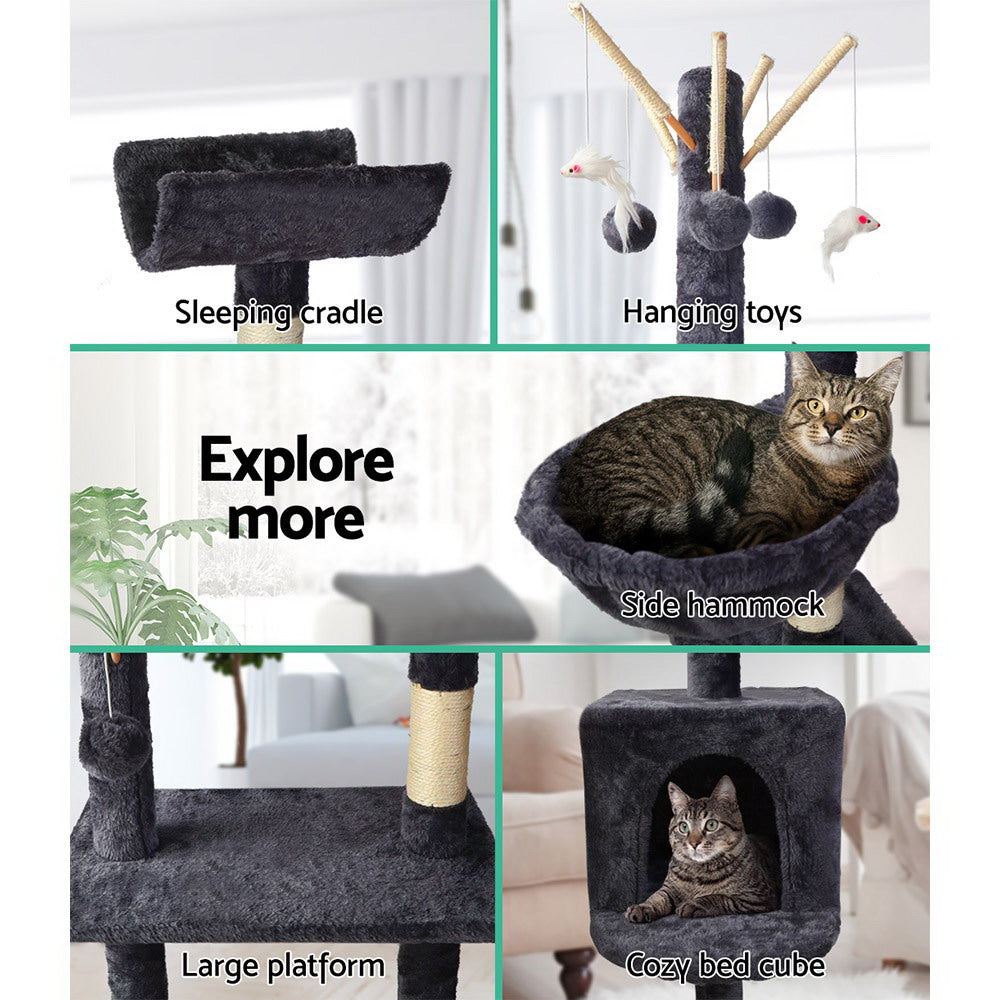 Umon 140cm Cat Tree Tower Scratching Post Grey